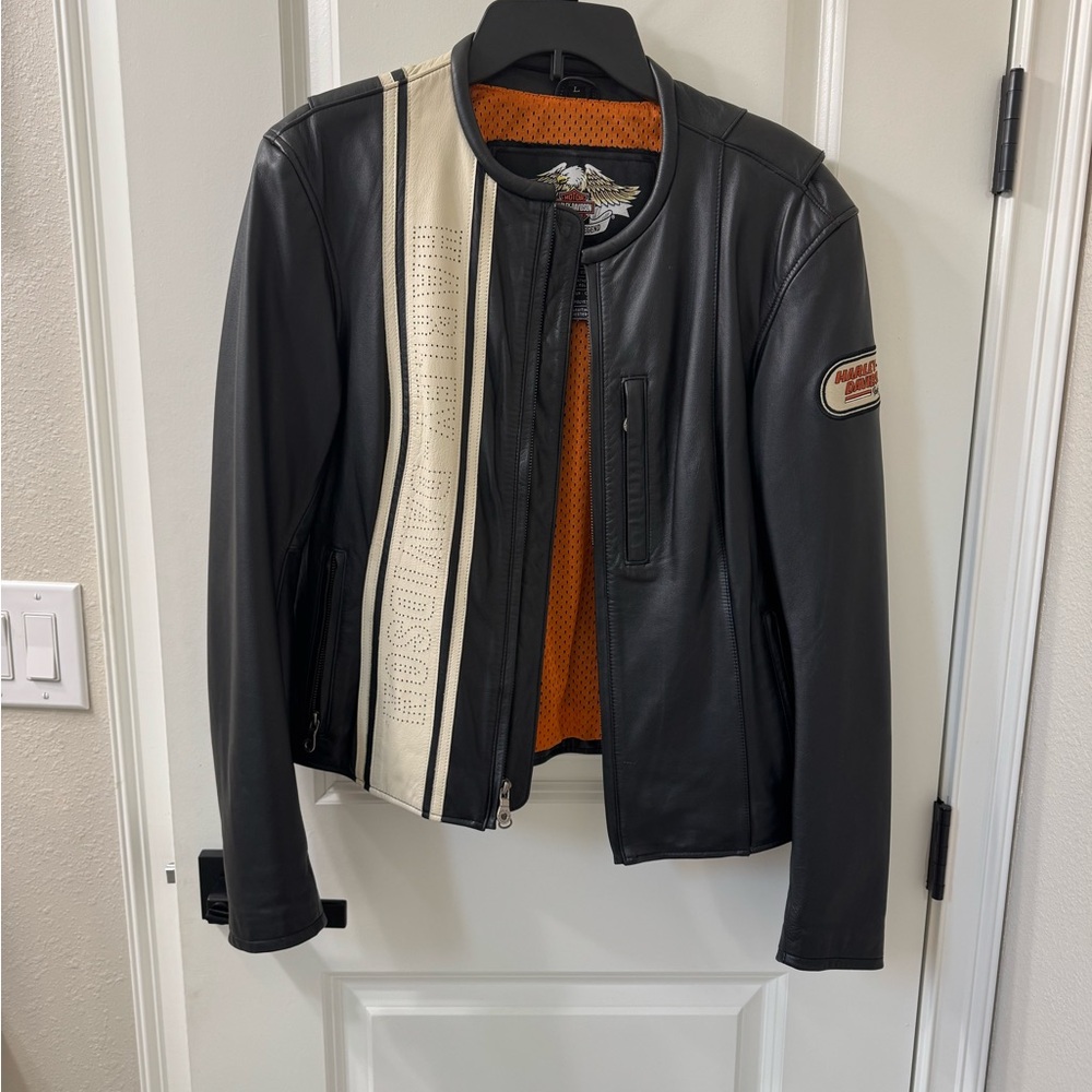 Harley-Davidson Black and Cream Leather Jacket